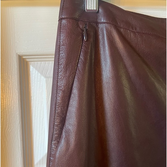 Akris Burgundy  Leather Mini Skirt - Picture 3 of 6